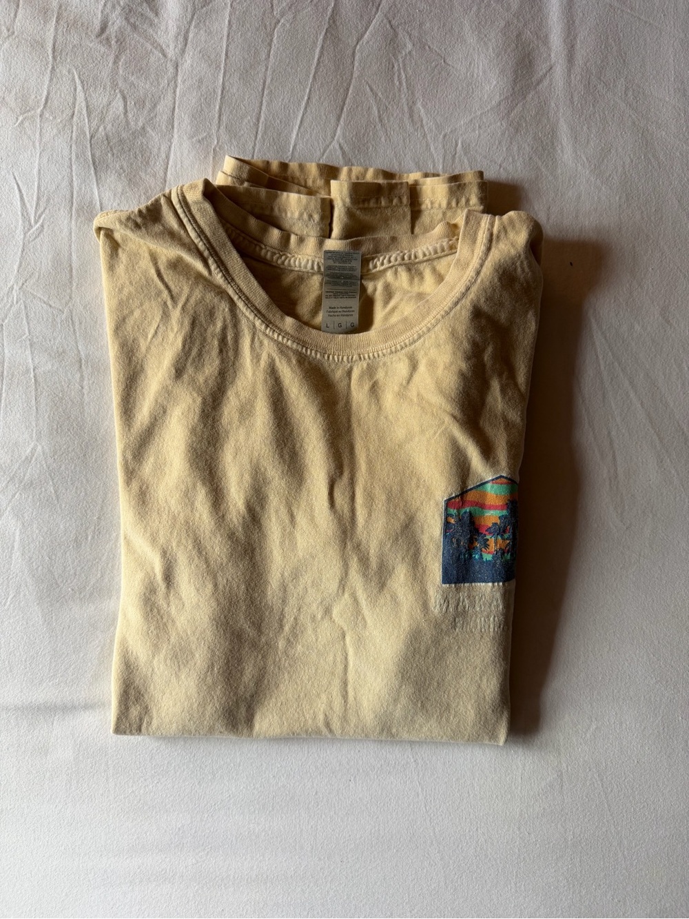 Gildan Pale Yellow Short Sleeve Pocket Graphic Tee